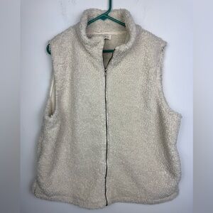 Umgee Plus Off White Sherpa Full Zip Best Plus Size 1XL